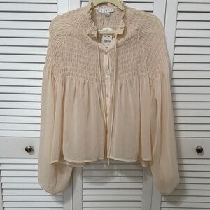 HYFVE Light Beige Smocked Blouse NWT